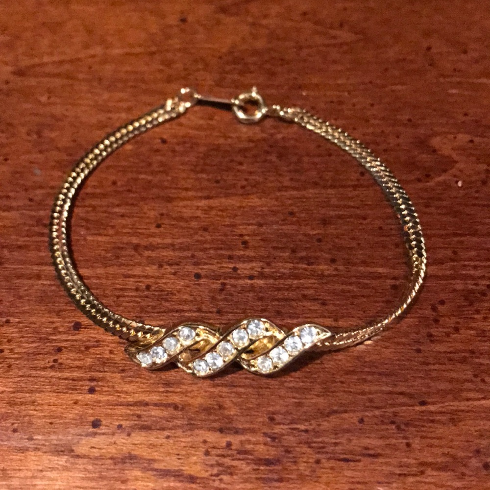 Avon Vintage Goldtone CZ Twist Bracelet